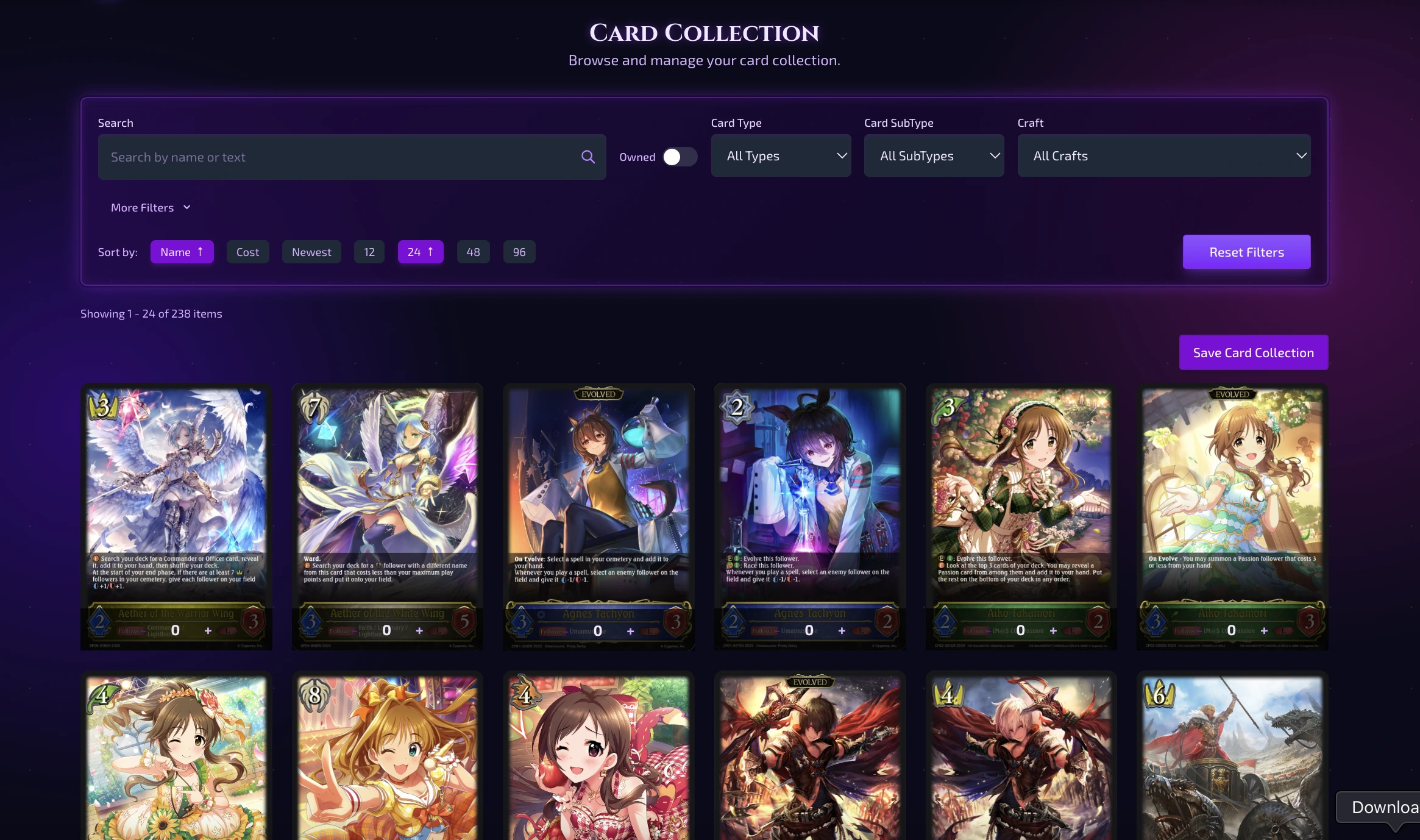 ShadowShowdown cards collection showcase