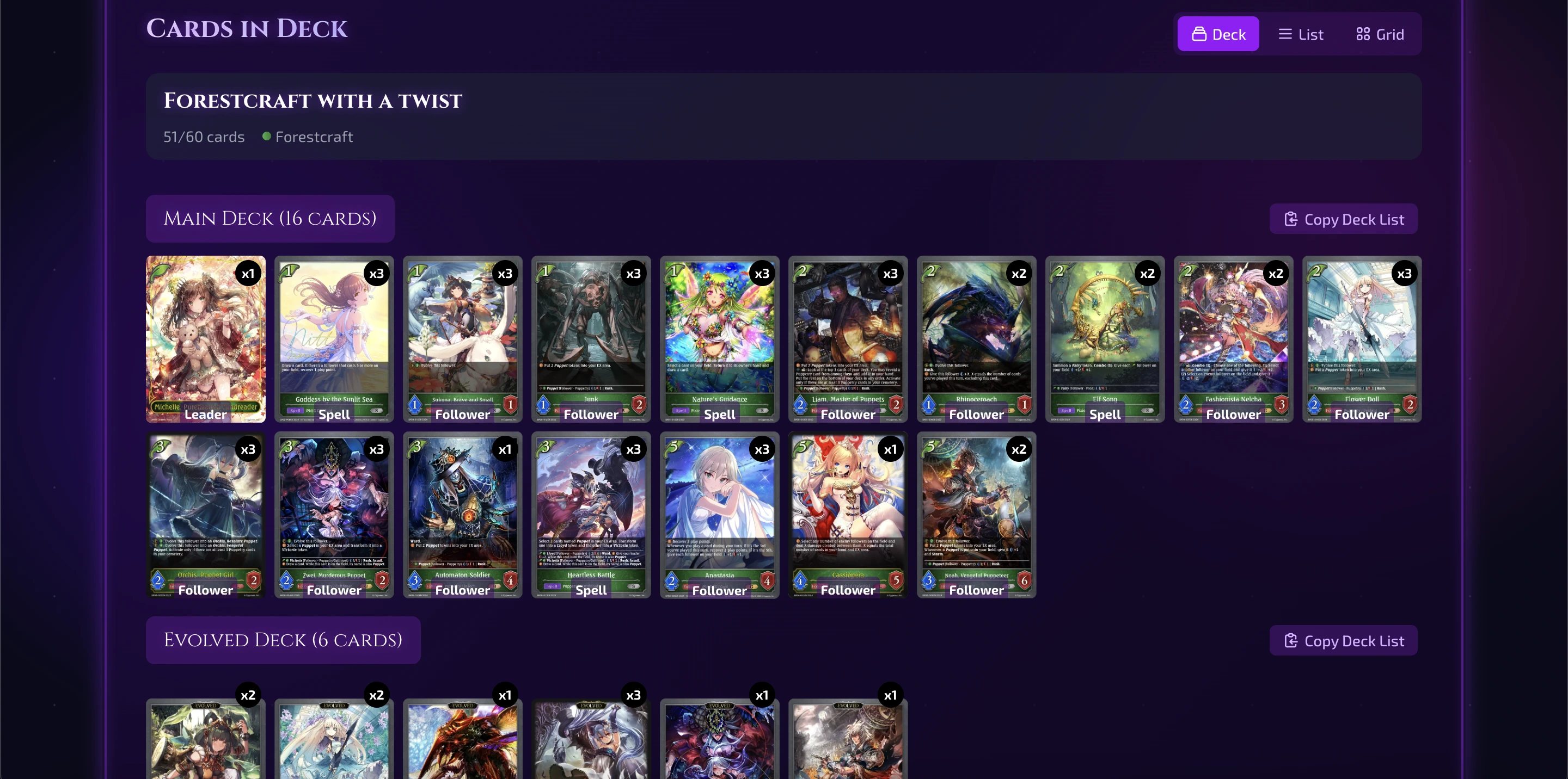 Multiple deck viewing options